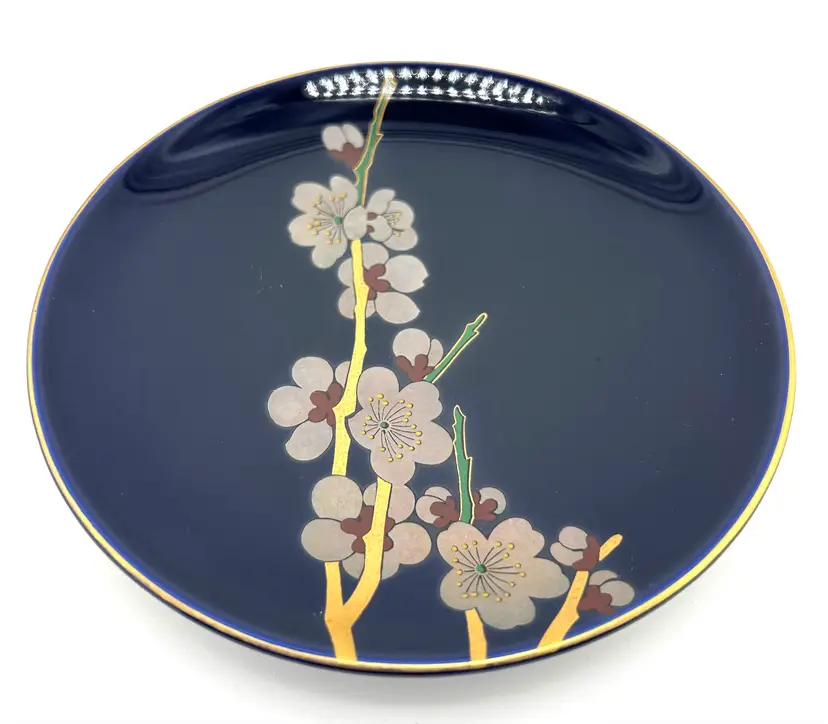 Fukagawa Arita Japan Cobalt Blue Cherry Blossom Plate 6” *READ*