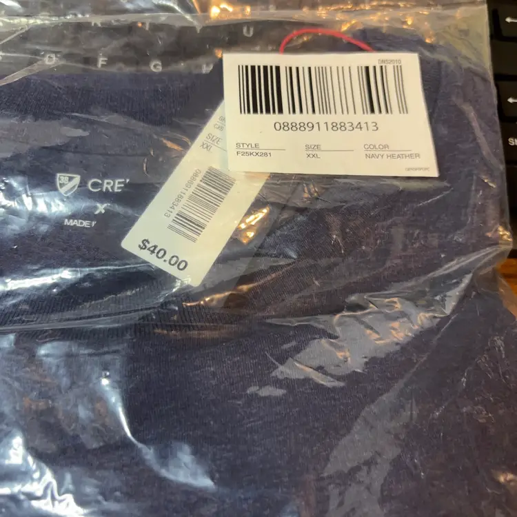 Msrp $40-CREMIEUX Extra Extra Large Men’s Crew T-Shirt, Color Navy Heather