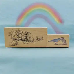 Mouse Lot of 2 Sweet Kiss by Stampabilities & Sleeping With Strawberries Stamp