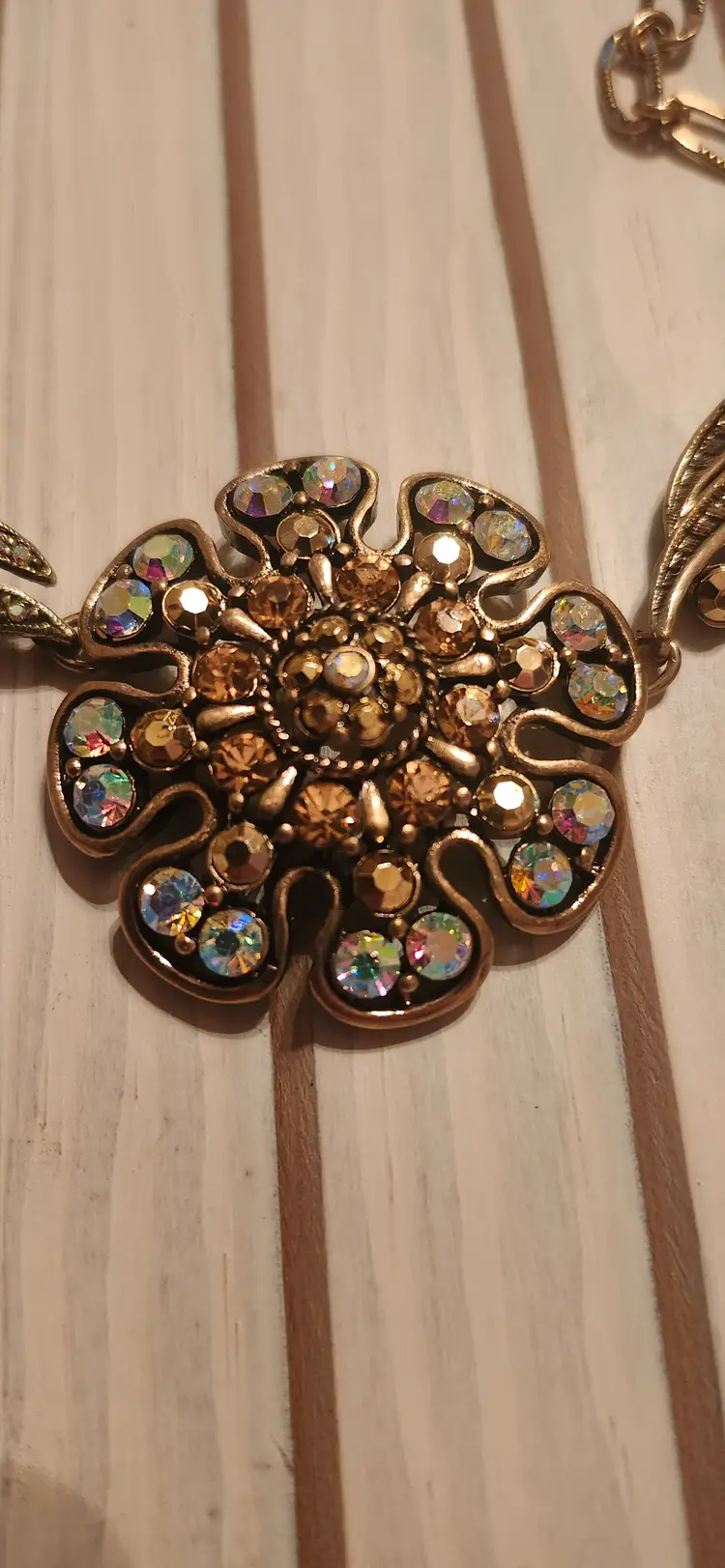 Allison Reed Vintage-Inspired Statement Necklace - Gold Tone with AB Crystal Accents