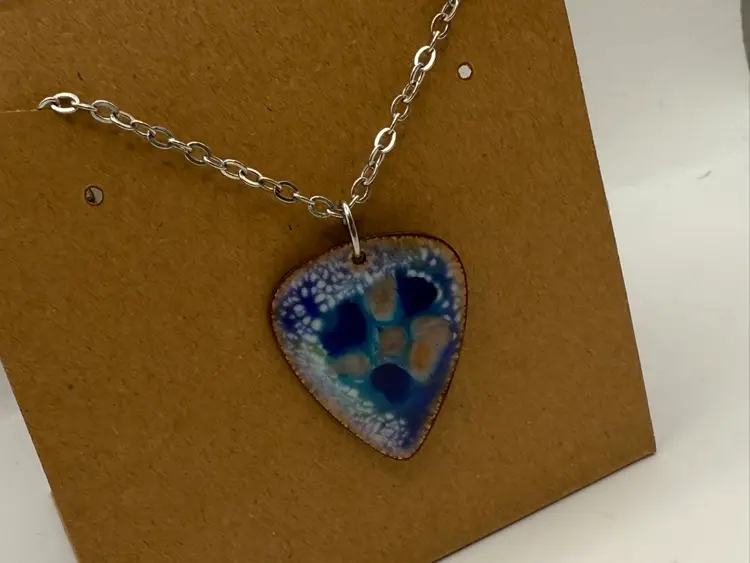 Made By NN Artist Enamel Guitar Pick Necklace
