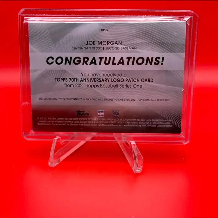 Joe Morgan Topps Series 1 - 70th Anniversary Logo Patch Card Cincinnati, Cincinnati Reds