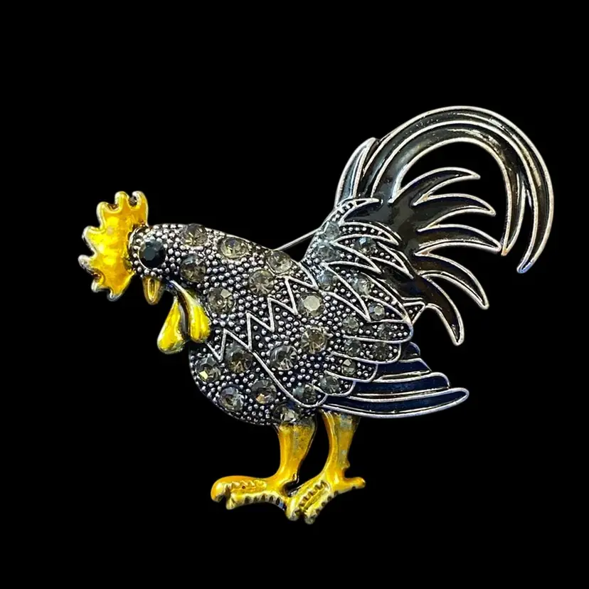 Rooster Brooch 2 1/2” X 2”