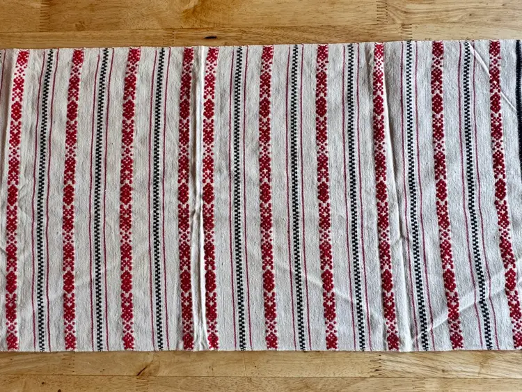 Vintage Ukrainian Red Black White Table Runner. NOS
