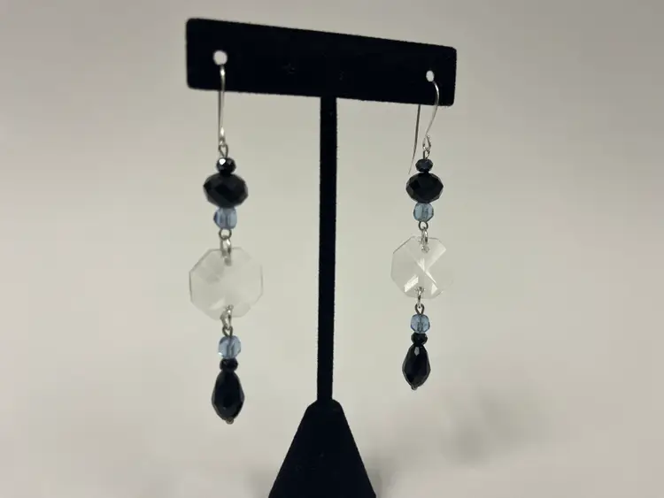 #39 "Swing from a Chandelier" - Handmade by Me -- Upcycled Antique Chandelier Glass Earrings