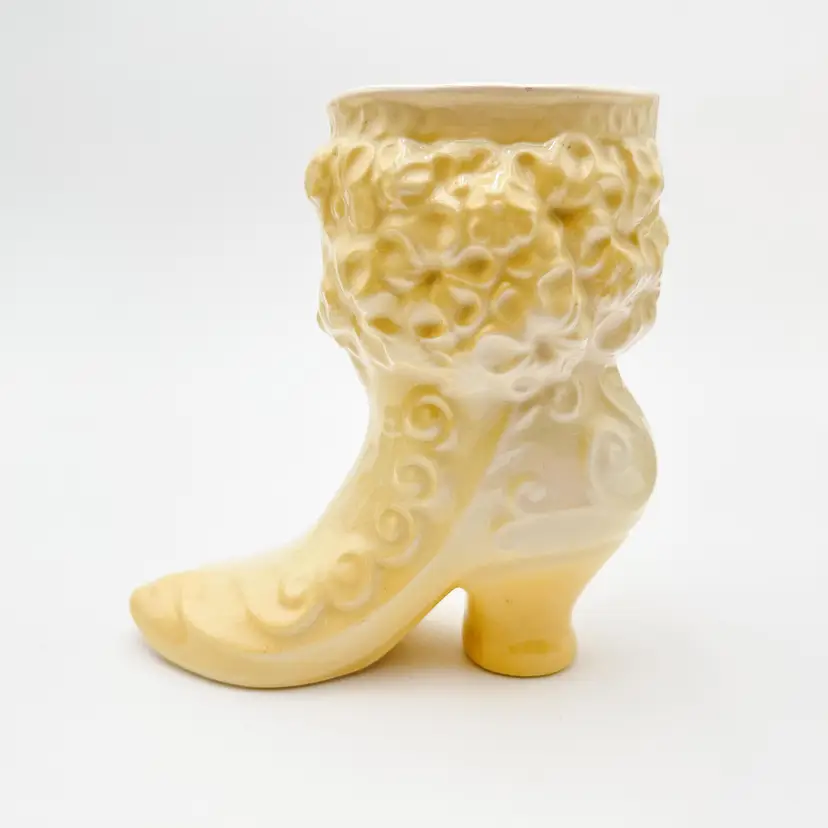 #01 - Victorian Boot Shoe Planter Hobbyist Ceramic 5.5" x 6" Imperfections