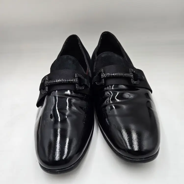 Aldo Black Patent Suede Leather Horse Bit Loafer US Men's 10 Formal Black Tie