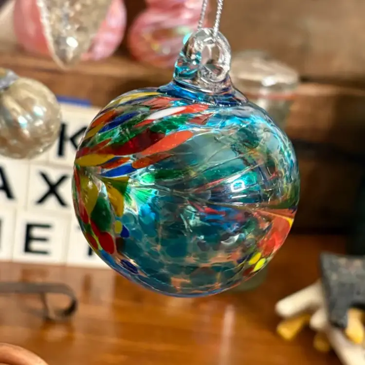 Blue Small Heavy Orb With Rainbow Splatter