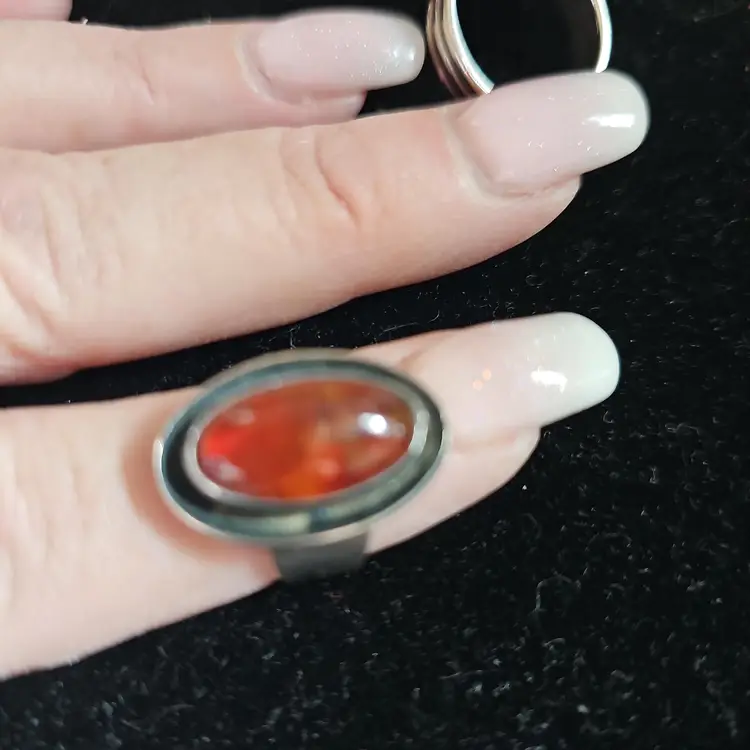 Neil FROM Vintage Amber Cabochon Sterling Silver Ring