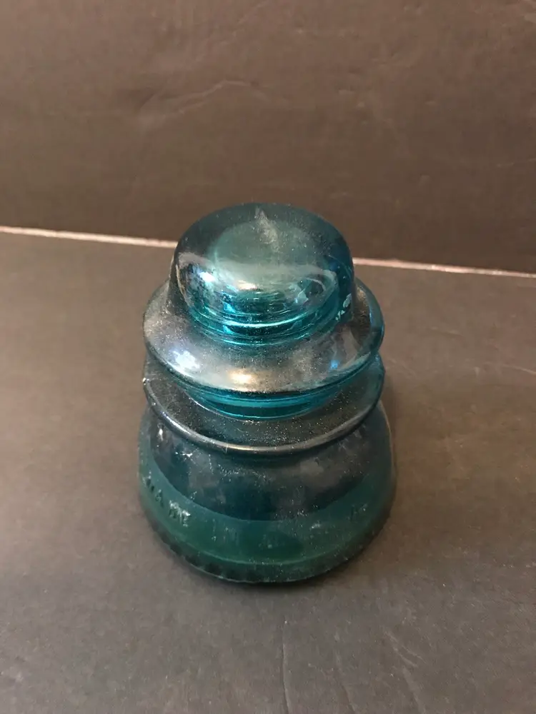 Pair Of Green/aqua Hemingray #42 Glass Insulator