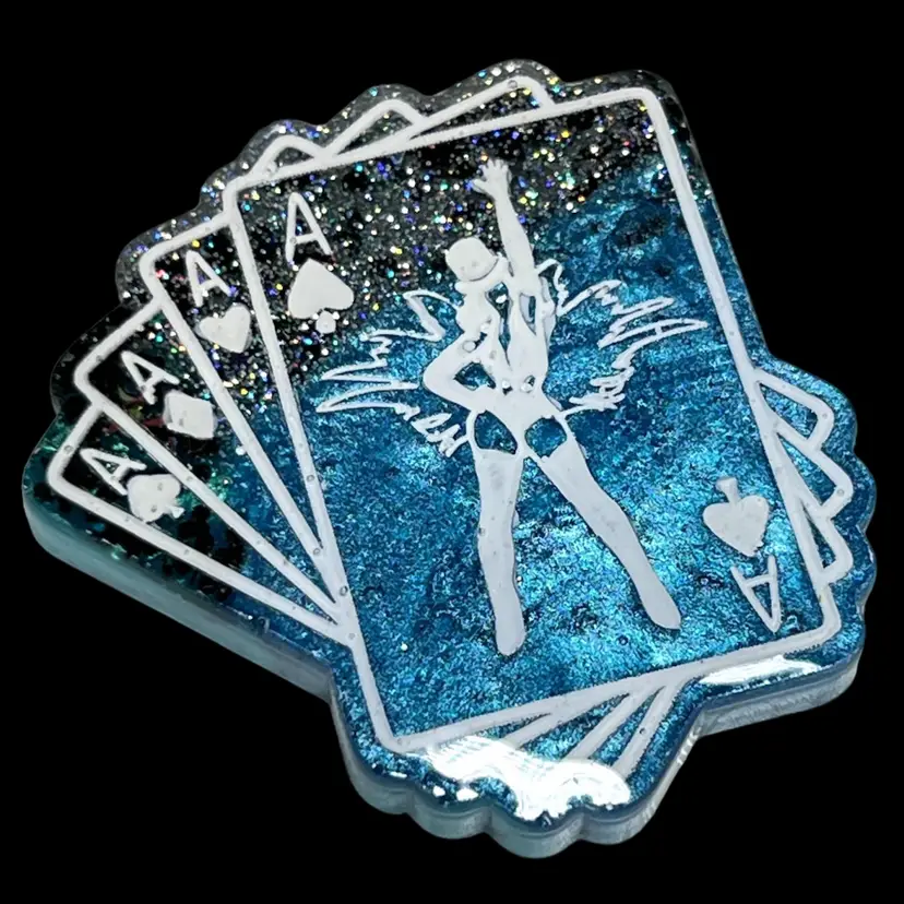 Four Aces- Luck be a Lady Tonight!  Magnet Resin Art