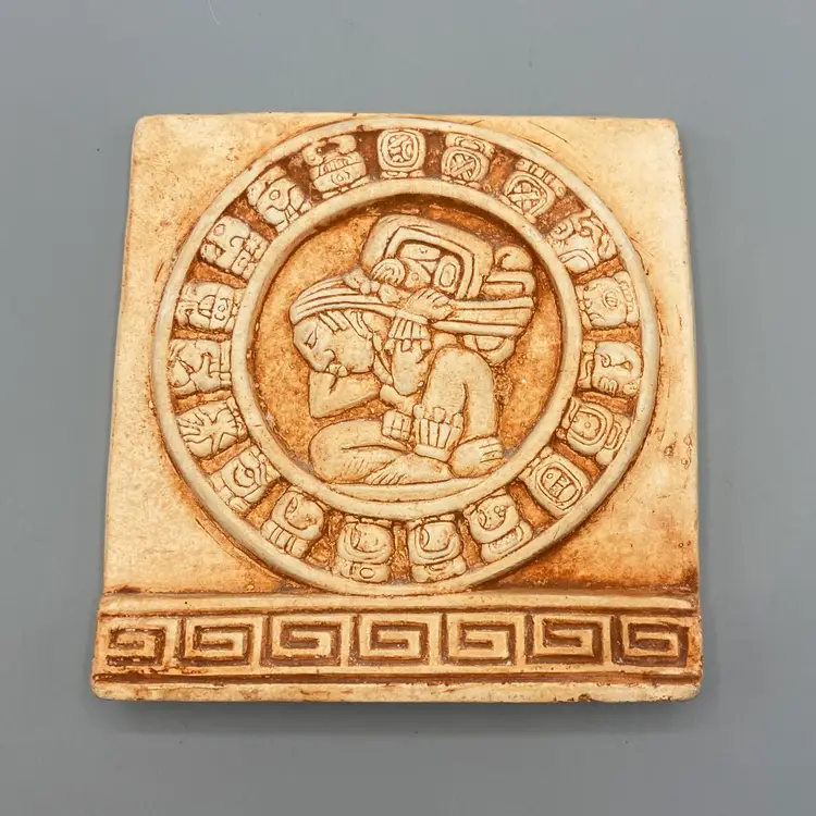 Mayan Zodiac Astrological Calendar Burnt Clay Tile by Renato Dorfman