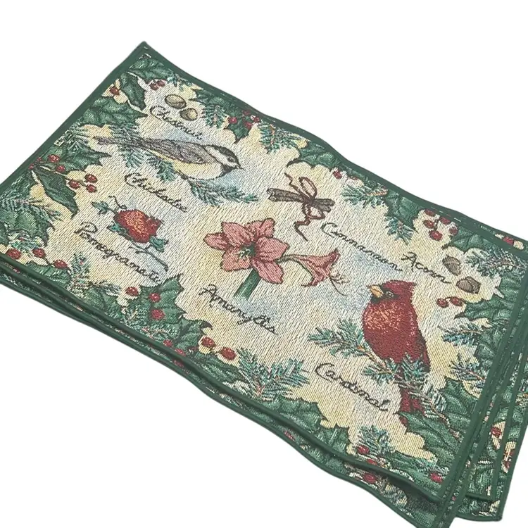 Tapestry Bird & Holly Christmas Placemats - Set of 6