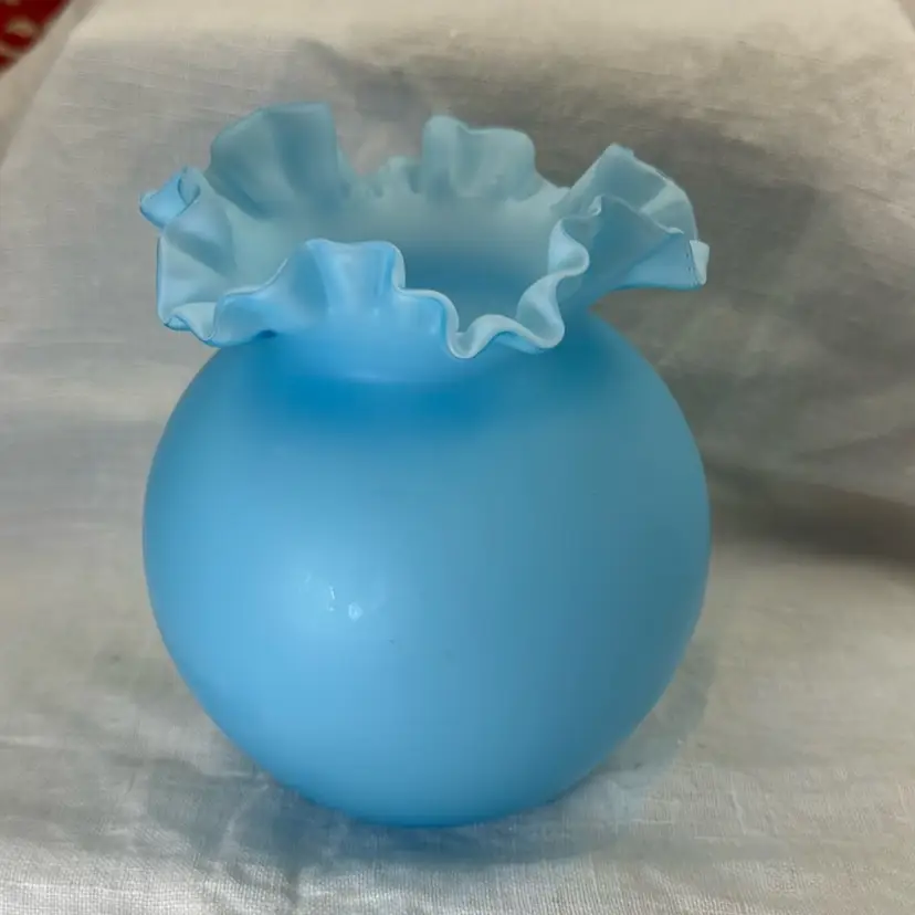 Victorian Satin Glass Vase - Ruffled
