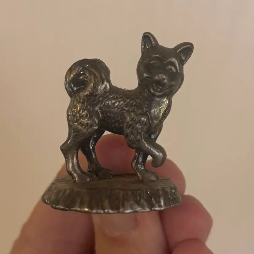 Vintage Pewter Miniature Dog Trinket