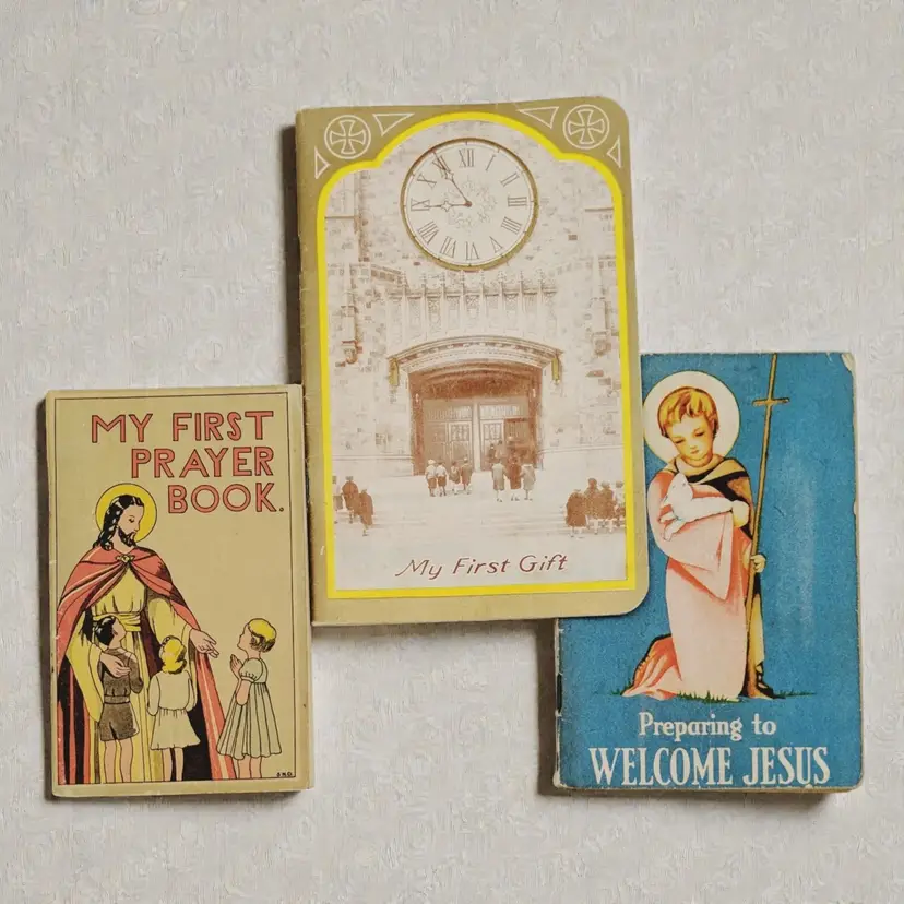 Vintage 1950s My First Prayer Book Welcome Jesus First Gift PB Books Set of 3