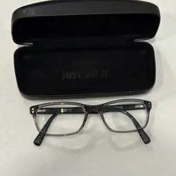 Nike 7237 021 Eyeglasses Frames Transparent Grey Rectangular 52-17-140  + Case