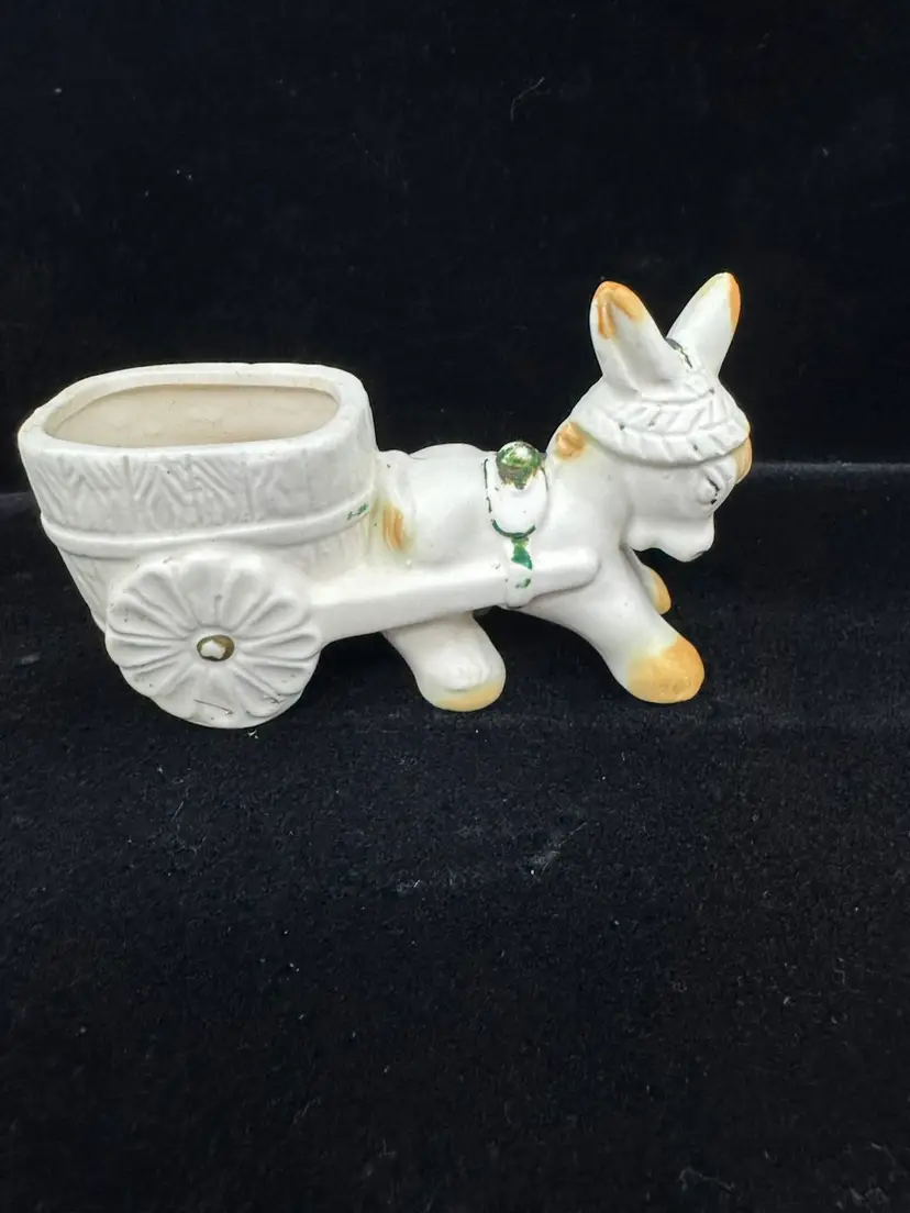 Vintage Napcoware Donkey Figure Planter Kitsch, One Ear Chipped As Shown