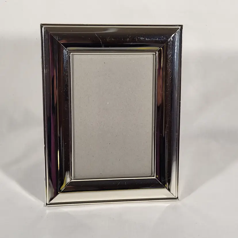 Silver Tone Metal Picture Frame Polished Finish 8.5"