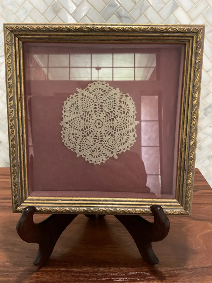 Small Framed Doily - 7” Squared