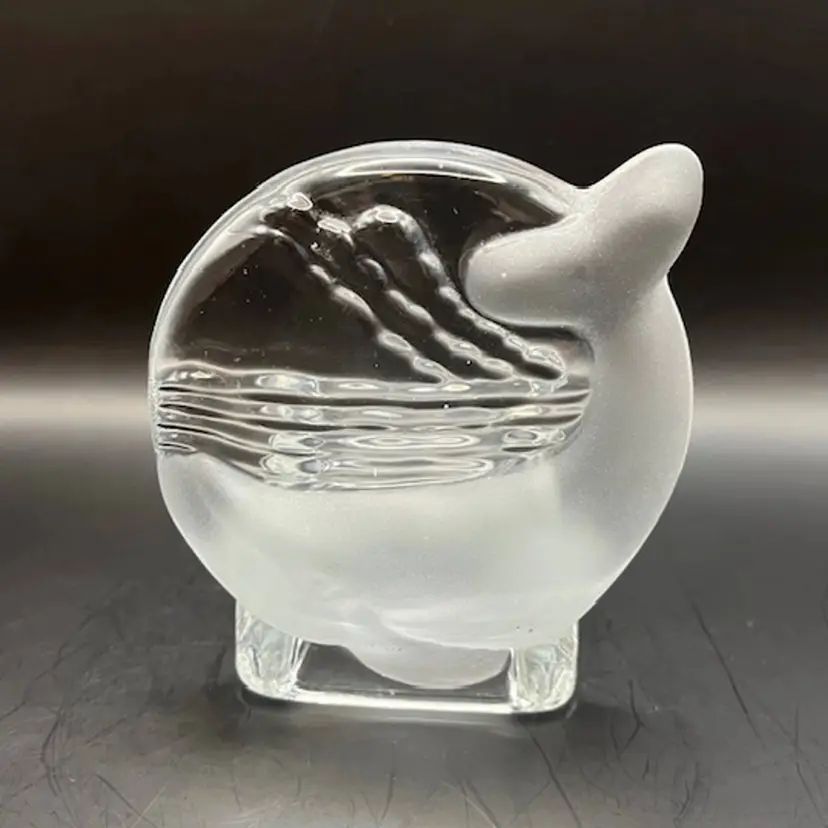Glass Whale Tea Light Candleholder by Party Lite - 4" tall Beach House