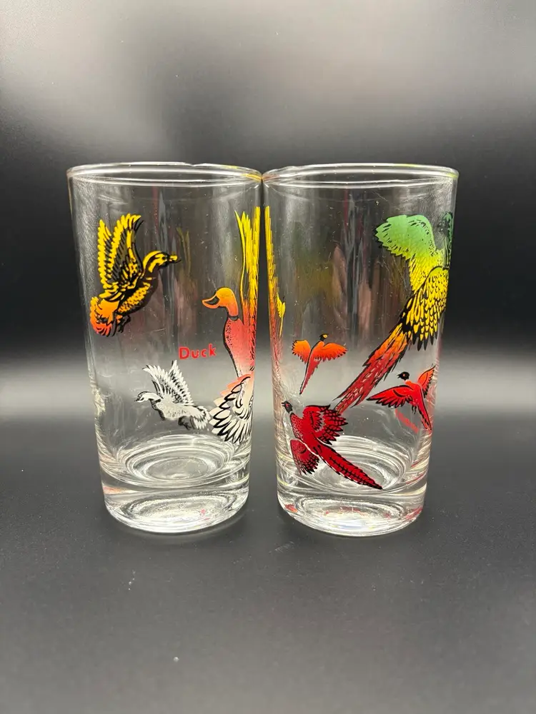 Set Of Two Pheasant And Duck Glasses