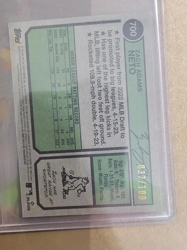 Zach Neto Mini Heritage RC # 32/100