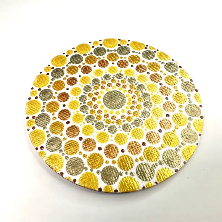 Dot Mandala Canvas Magnet Hand Painted By Me Gold Silver 3”D