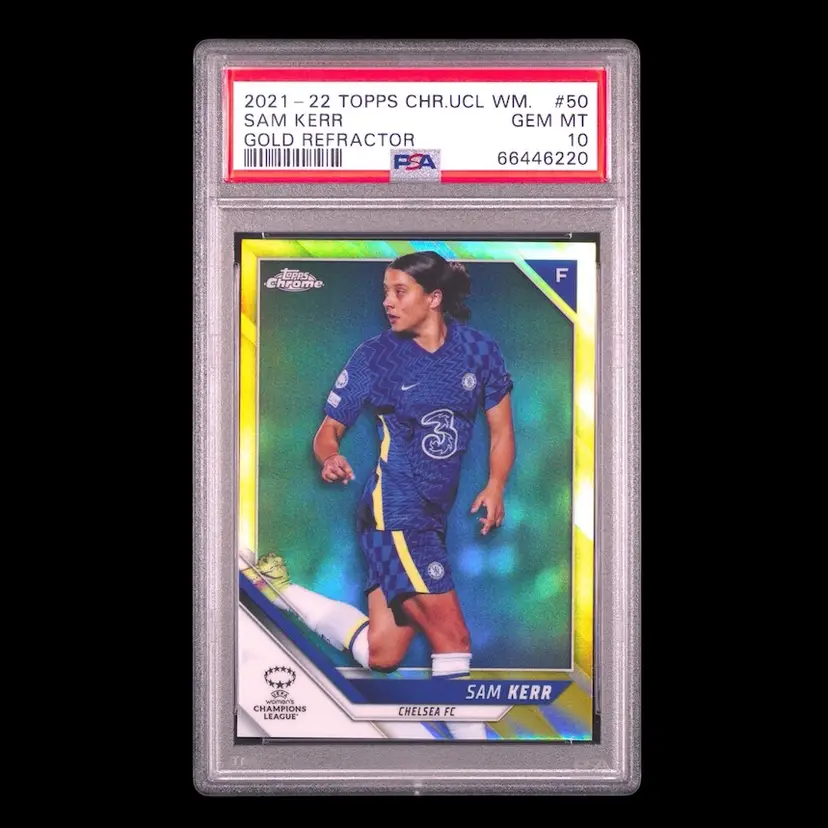 Sam Kerr 2021/22 Topps Chrome UEFA Women Gold /50 PSA 10 Chelsea Soccer Card