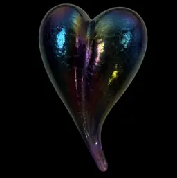 Robert Held Heavy Iridescence Art Glass Heart with Tail Paperweight Signed