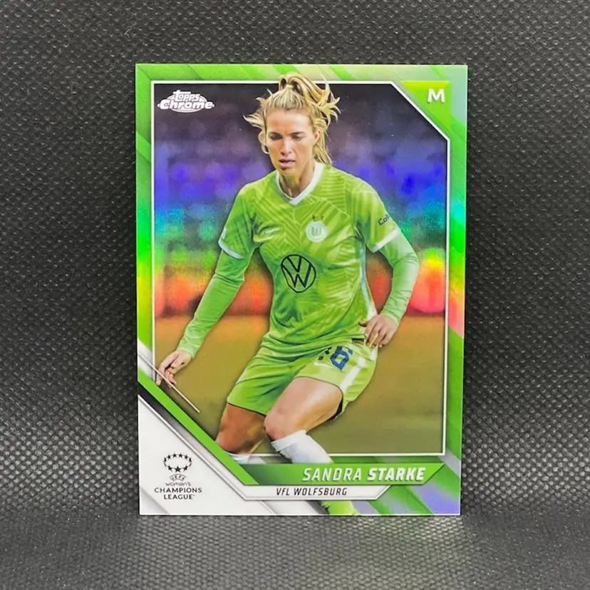 Sandra Starke 2021/22 Topps Chrome UEFA Women Neon Green /99 Soccer Card