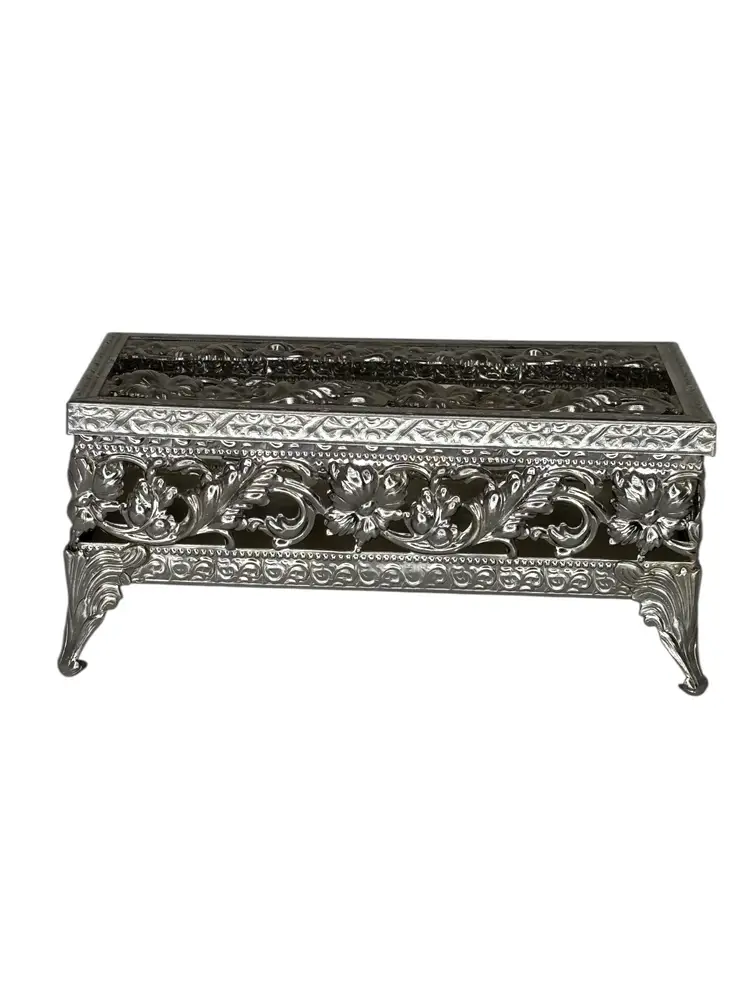 Vintage Small Size Tissue Box Holder Silver Tone Hollywood Regence Purse Size