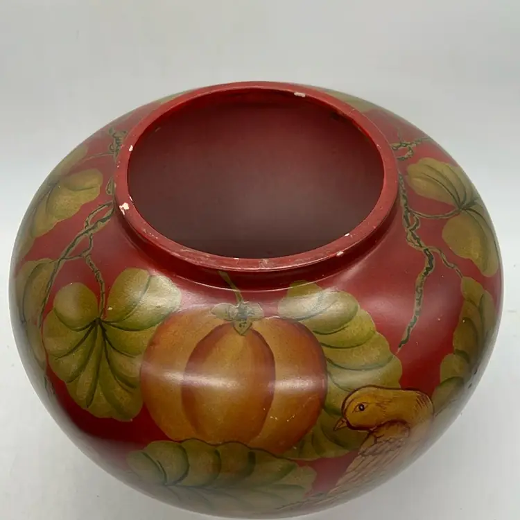 Large Ceramic Lidded Ginger Jar With Birds 10”