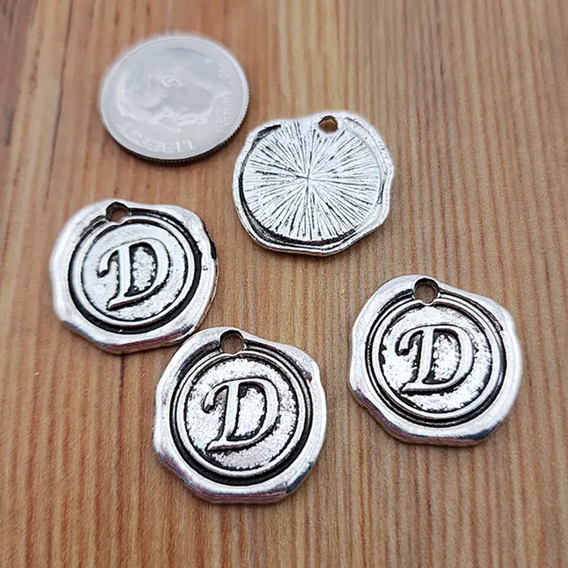 4pcs Initial D Wax Seal Style Charms #CC153
