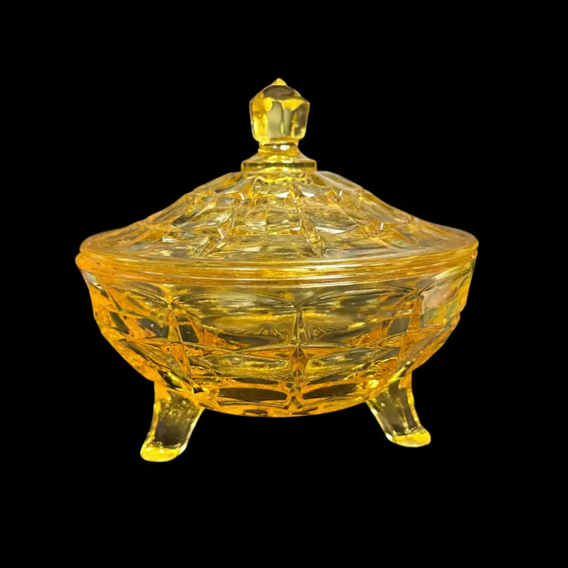 Tiara Exclusive Yellow Mist Constellation Pattern Lidded, Footed Candy Dish