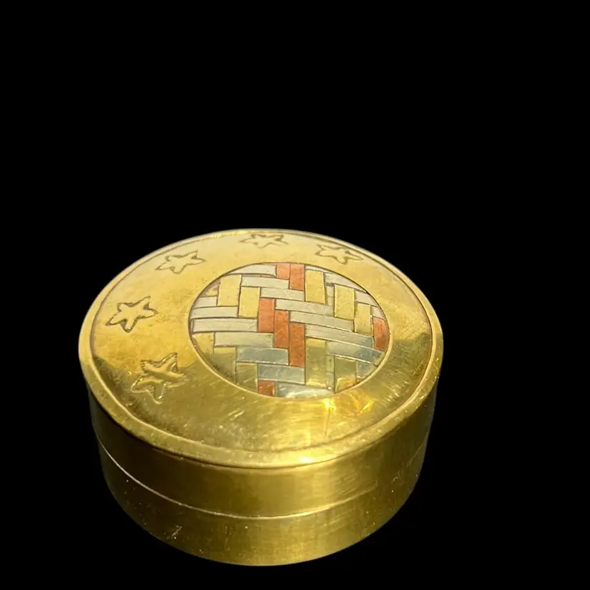 Small Round Brass Pill Box 2” x1”