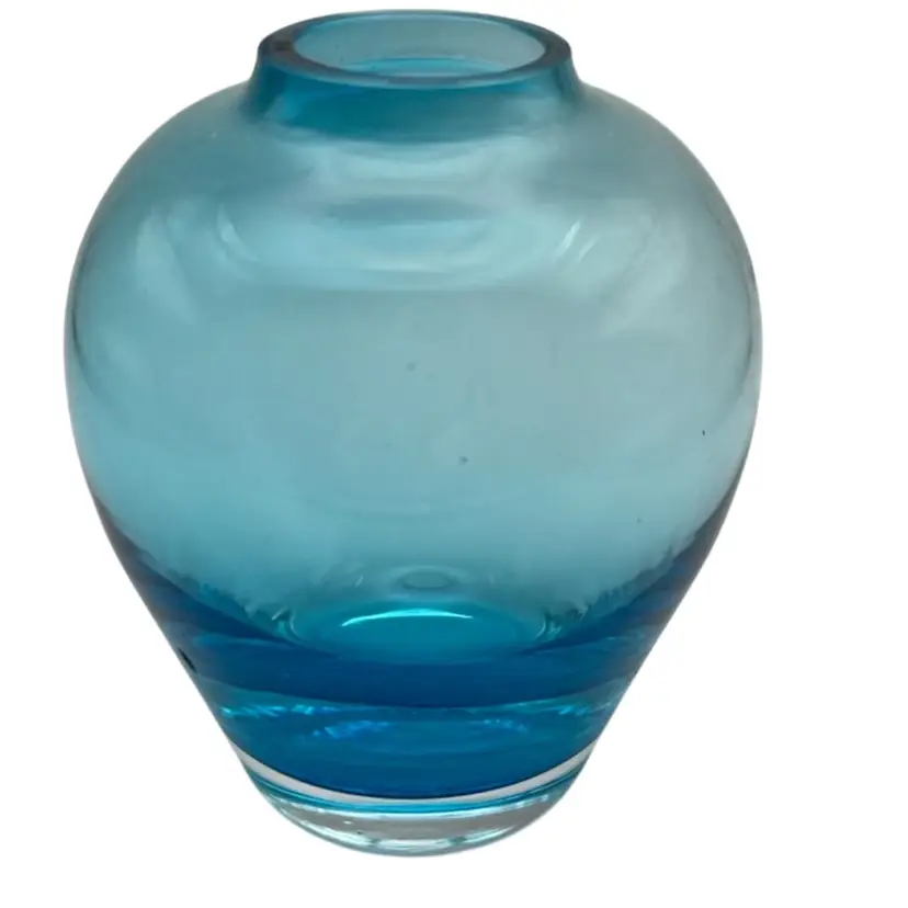 Vintage Hand Blown Blue Glass Oil Lamp Bottle