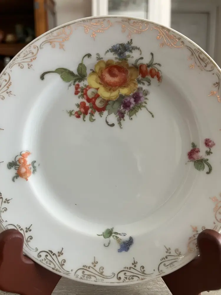 Floral Plate Made In Czechoslovakia