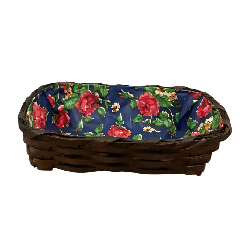 Wicker Basket With Floral Vinyl Liner