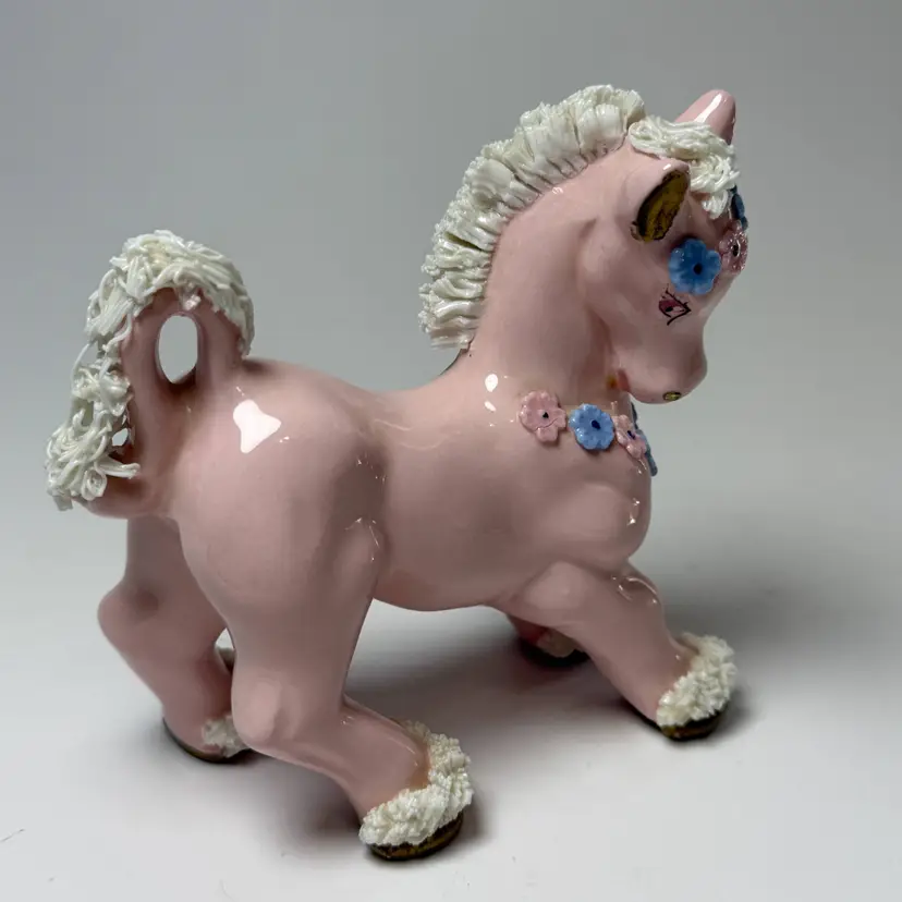 Murray Kreiss Pink Spaghetti Horse Pony Figurine Ceramic 1950s Japan MCM Kitschy