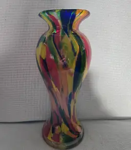 Hand Blown Art Glass Multi-Colored Vase