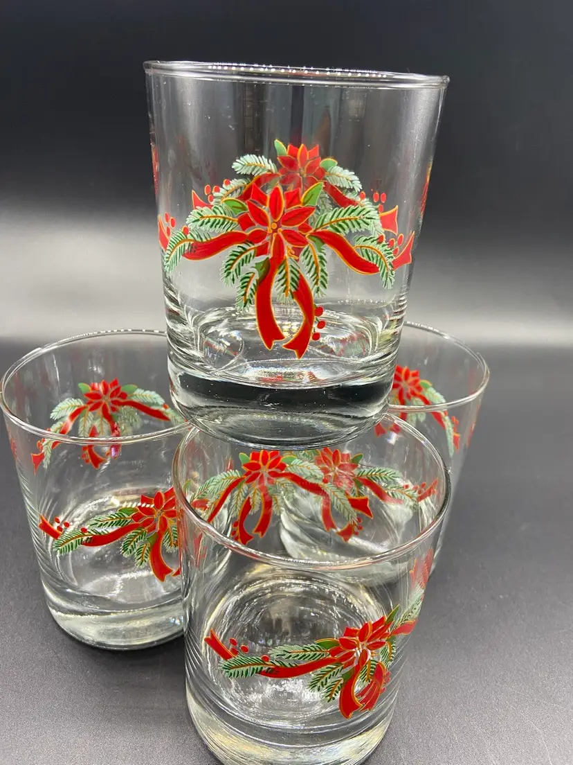 Lowball Christmas Bow Whiskey Glasses