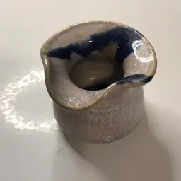 Ruffle top small bowl glazed blue