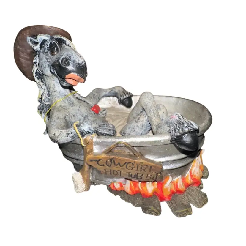 Retired Montana Silversmiths "Elmer Pasture Pals" collection "Cowgirl Hot Tub" Figurine