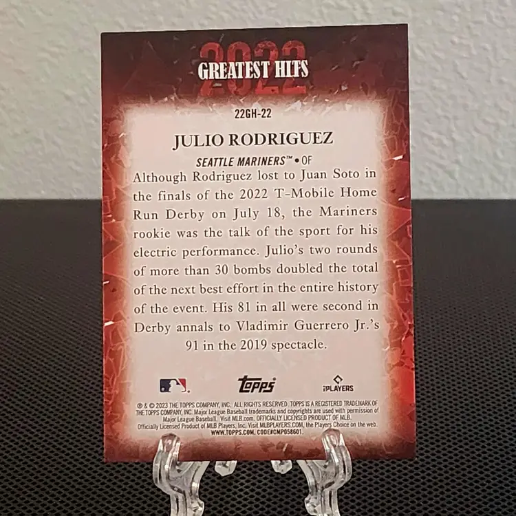 Julio Rodriguez 2023 Topps 2022 Greatest Hits Gold /75 - Mariners