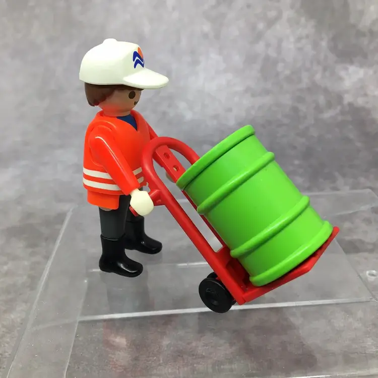 Playmobil Man with Barrel & Dolley