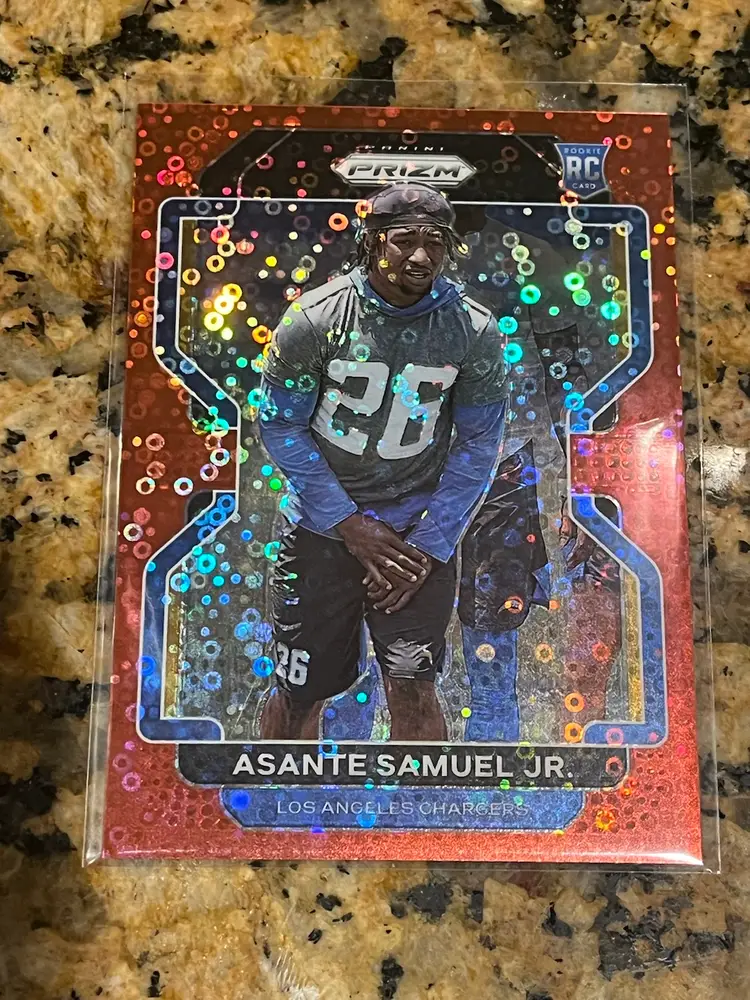 2021 Panini Prizm - Rookie Red Disco Prizm /50 Asante Samuel Jr. (RC) - Los Angeles Chargers