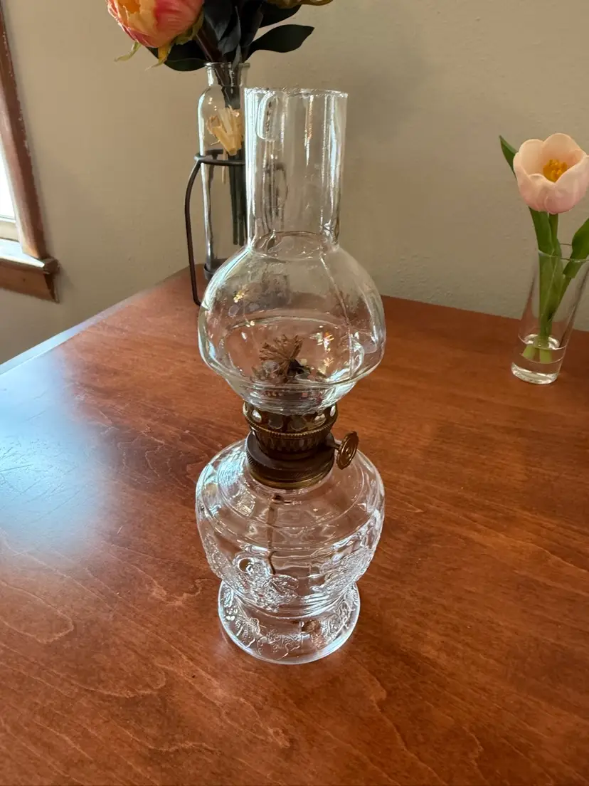 8-3/4” H Vintage Glass Oil Lamp