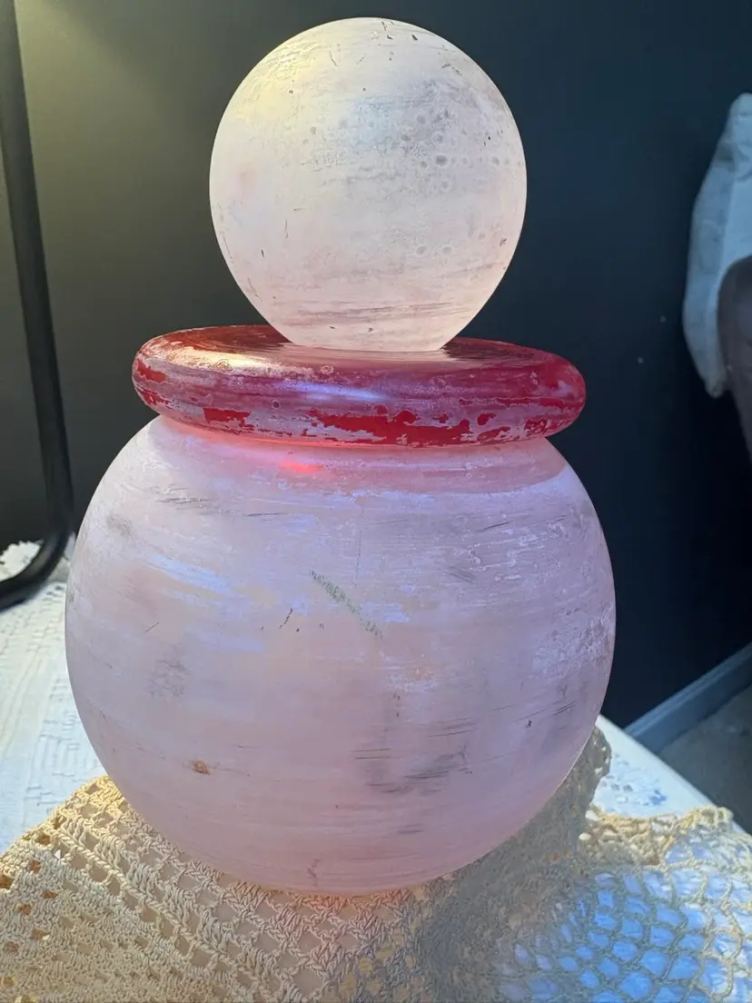 Hand Blown Art Glass Bottle With Stopper