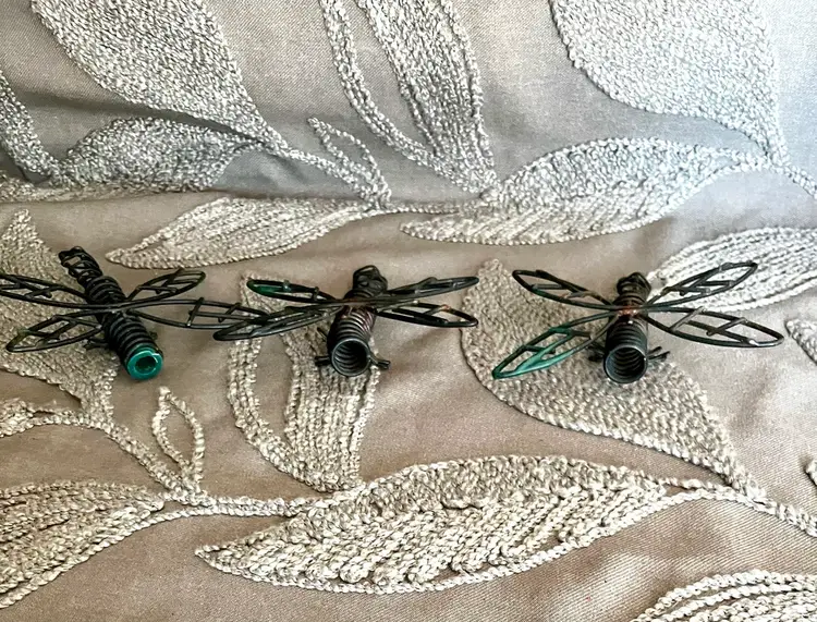 Wire Wrap Dragonfly Art Verde Age Garden Or House Decor Salvage Group Of 3